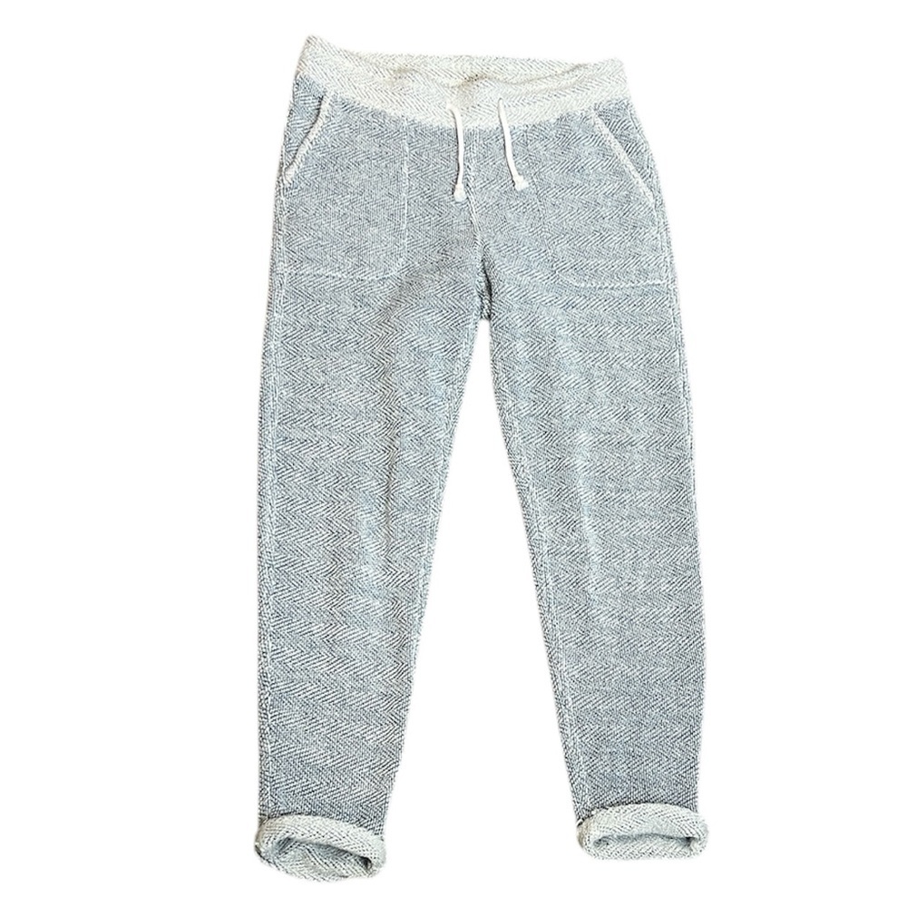 Faherty Heathered Gray Knit Joggers with Cream Waistband